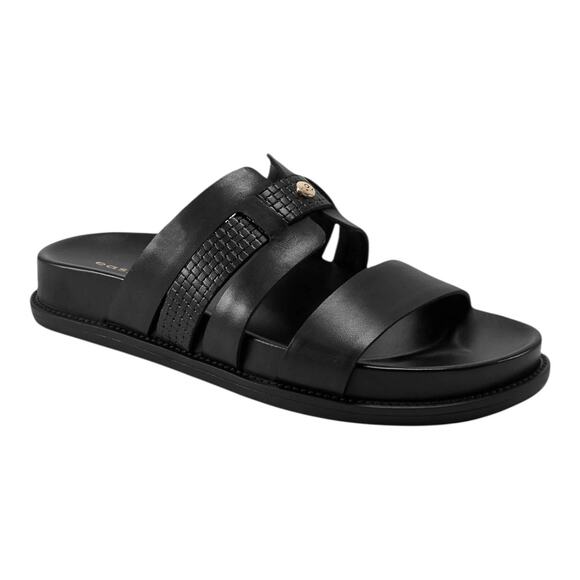 Easy Spirit Shoes - Easy Spirit Women's Trevin Leather Banded Slip On Slide Sandals Black Size 9